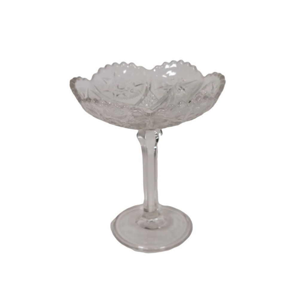 Vintage Tall Pressed Glass Candy Dish